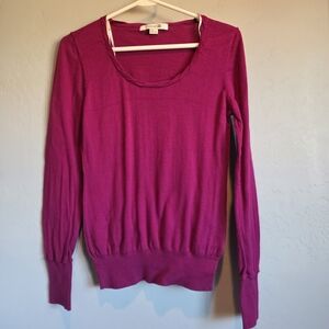 VTG Forever 21 Cotton Blend Fuchsia Long Sleeve Twisted Crew Neck Sweater, L